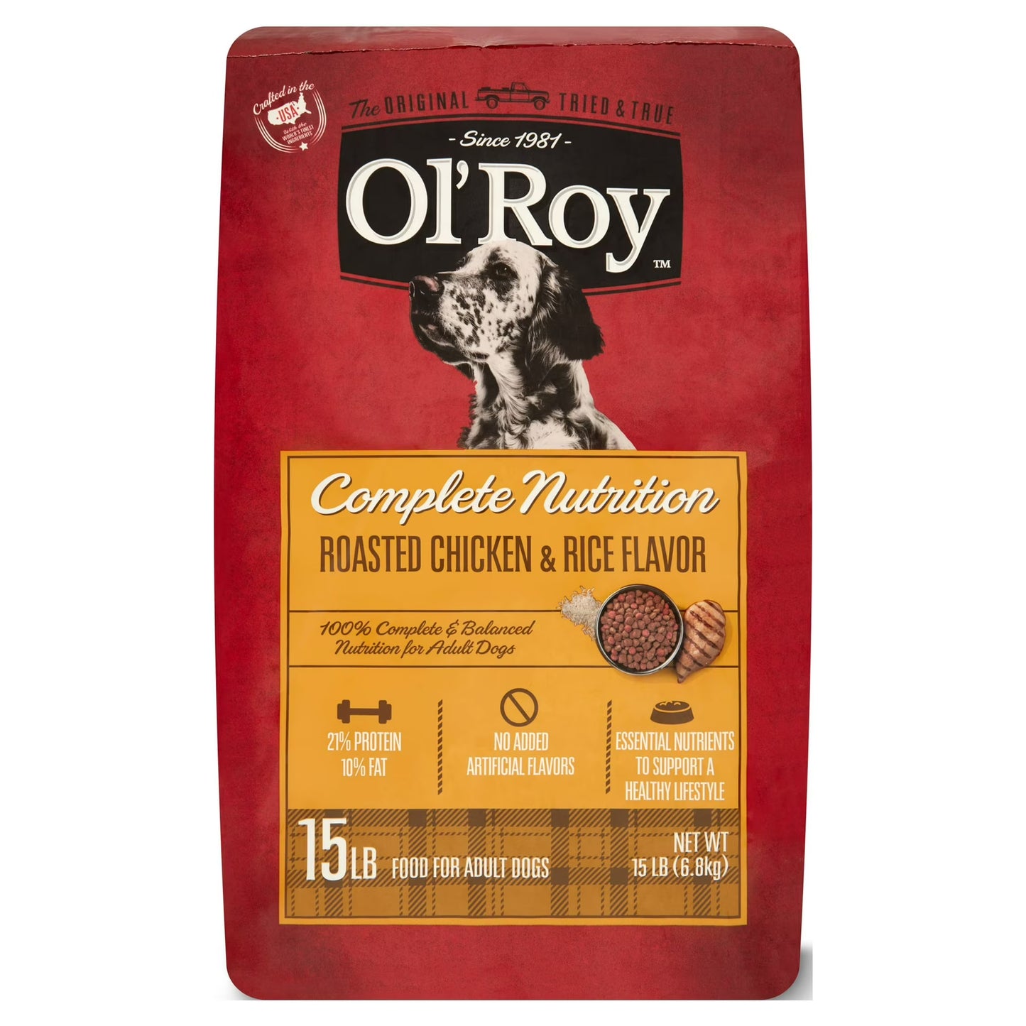 Ol' Roy Complete Nutrition Roasted Chicken & Rice Flavor Dry Dog Food for Adult Dogs, 15 lb Bag