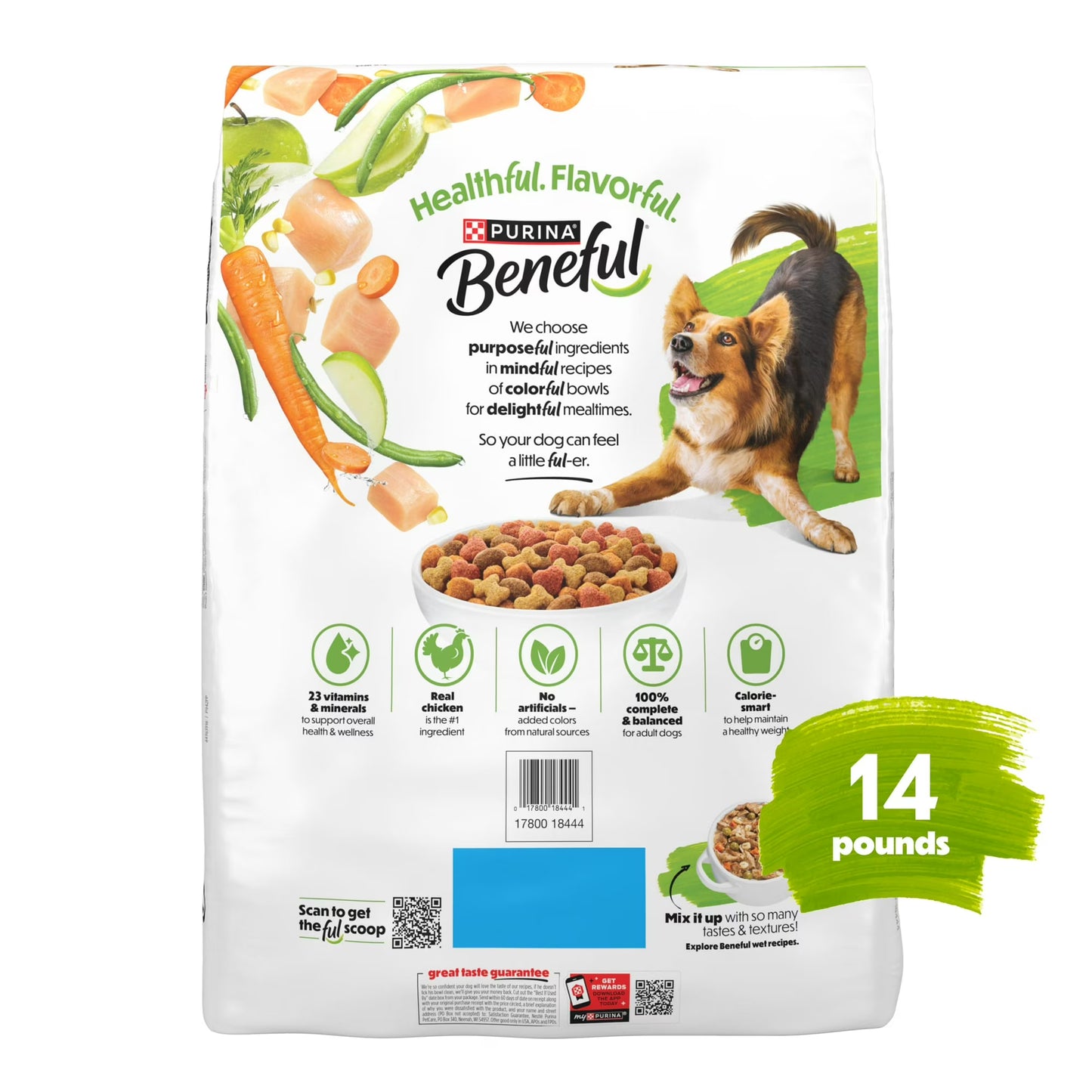 Purina Beneful Healthy Weight Dry Dog Food with Farm-Raised Chicken, Natural Formula with Added Vitamins & Minerals, 14 lb Bag