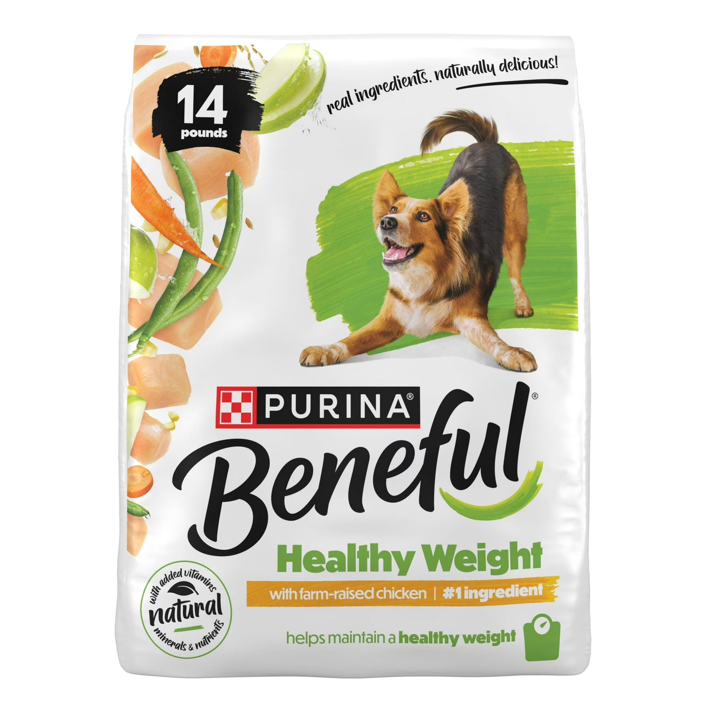 Purina Beneful Healthy Weight Dry Dog Food with Farm-Raised Chicken, Natural Formula with Added Vitamins & Minerals, 14 lb Bag