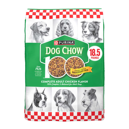 Purina Dog Chow Complete Adult Dry Dog Food, Chicken Flavor, 100th Anniversary Limited Edition, 18.5 lb Bag